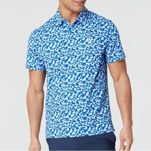 NWT Original Penguin Abstract Blue Men's technical Polo shirt size M